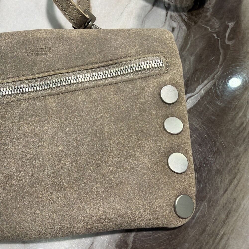 Hammitt Nash Small Crossbody Bag Pewter Leather Clutch Wristlet Gray Silver - Picture 5 of 10